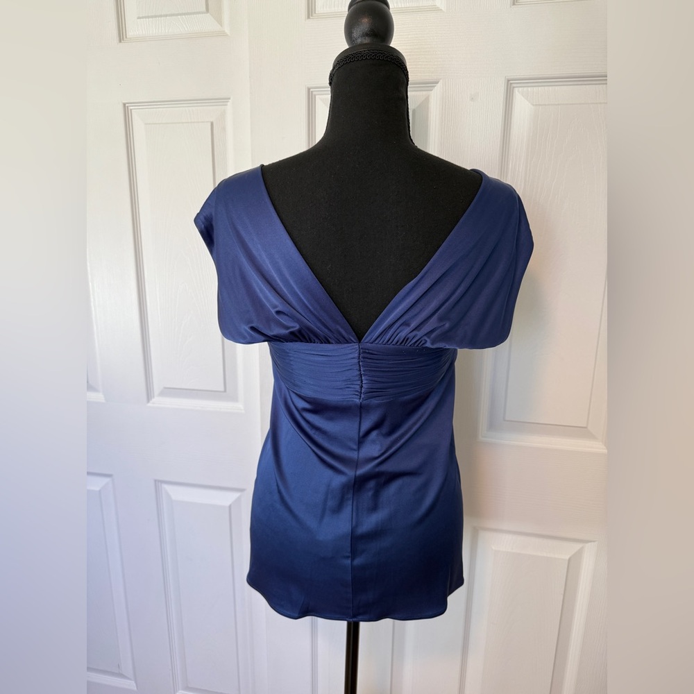 BCBGMaxAzria Deep Blue Pleated Blouse - Picture 7 of 8